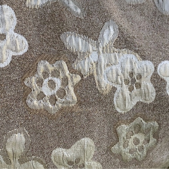 Marlowe Womens 40 (US 6) Blazer Jacket Brown Cream Embossed Floral Belted Italy - Picture 6 of 10